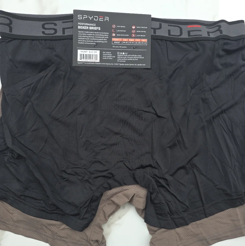 Men's Spyder Performance Mesh Boxer Briefs 2 Pack Large Nylon